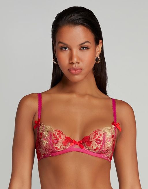 Blue Dioni underwired lace and satin bra