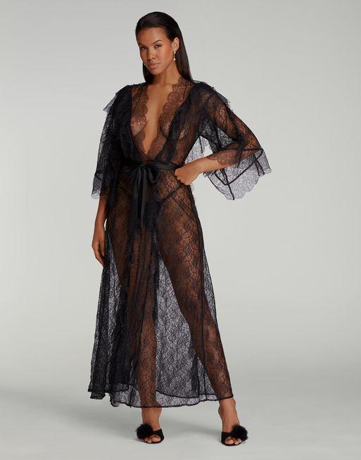 Black clearance lace robe
