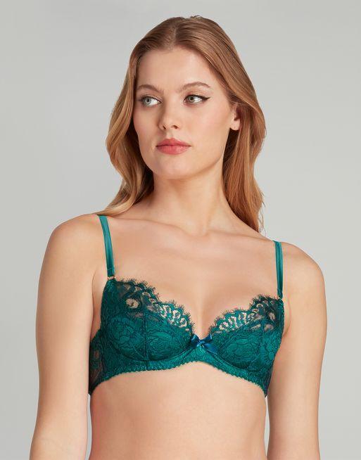 Solanna Plunge Underwired Bra in Green | By Agent Provocateur