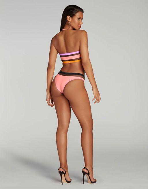 Zenaya Bandeau Bikini Top in Coral Multicolour | By Agent