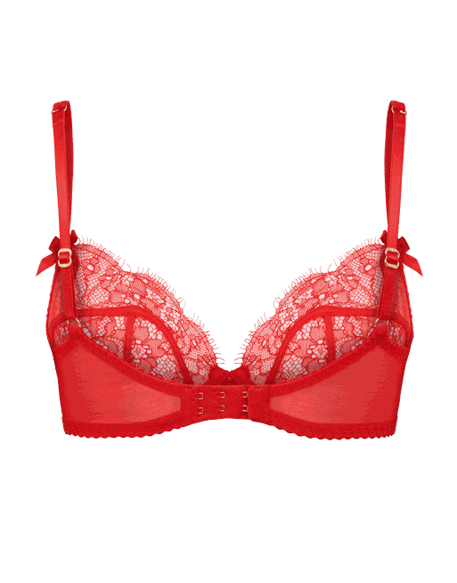 Buy Candyskin Nylon Spandex Push Up Plain With Lace Band Bra (Red-Black) 36B  Online