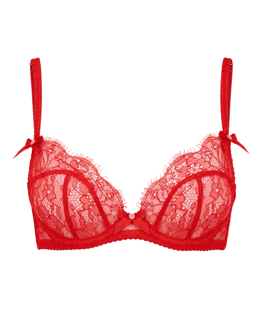 Loveday London Le Rouge Quarter Cup Bra in Red