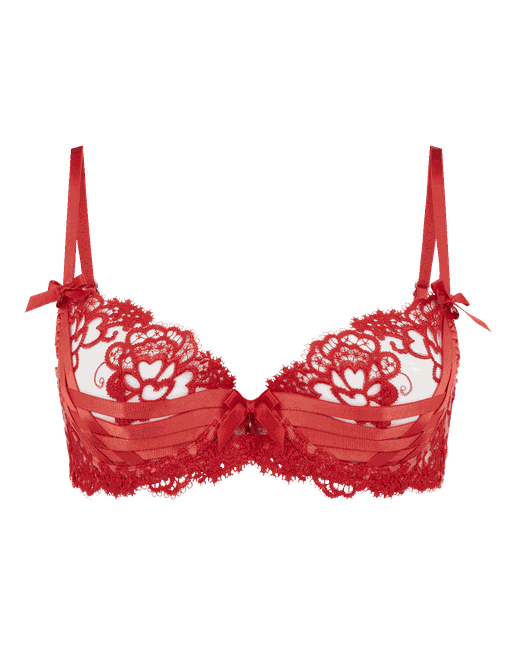 Agent Provocateur Danika plunge bra, Red lingerie, Quarter Cup, Lingerie  with bows