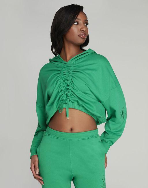 Green 2025 cropped hoodie