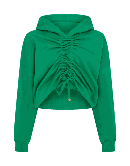 Green crop outlet top hoodie