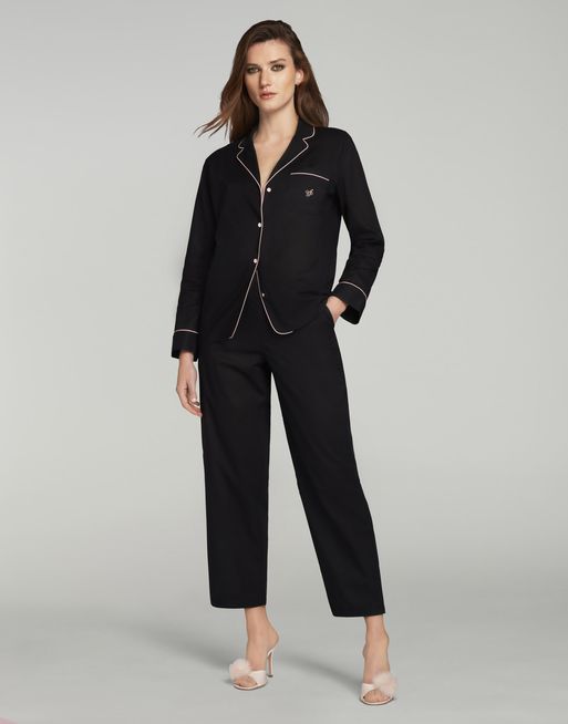 Filipa Long PJ Set in Black | By Agent Provocateur All Lounge & Nightwear