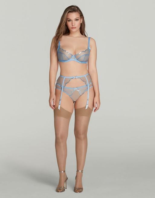 Lorna Party Suspender in Baby Blue/Iridescent