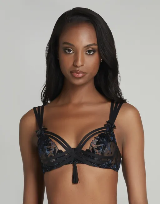 Agent Provocateur Christalina High Neck Plunge Bra Silv/Blk -