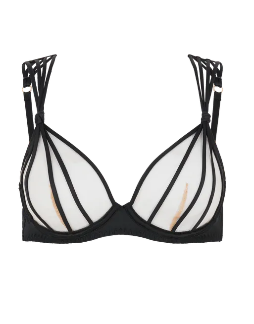 Ozara Plunge Underwired Bra in Black/Sand