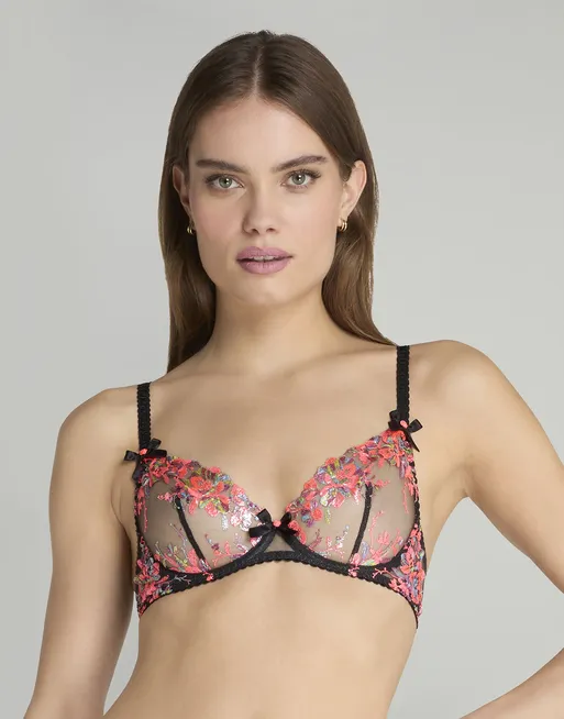 Lexx Plunge Underwired Bra in Black/Neon Orange | By Agent