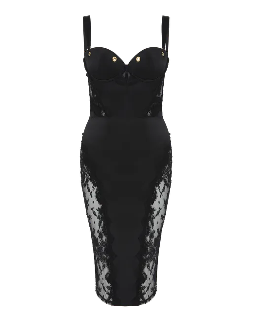 Gretta Midi Dress in Black By Agent Provocateur All Clothing