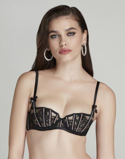 Caitriona Balconette Underwired Bra in Black/Iridescent | By Agent