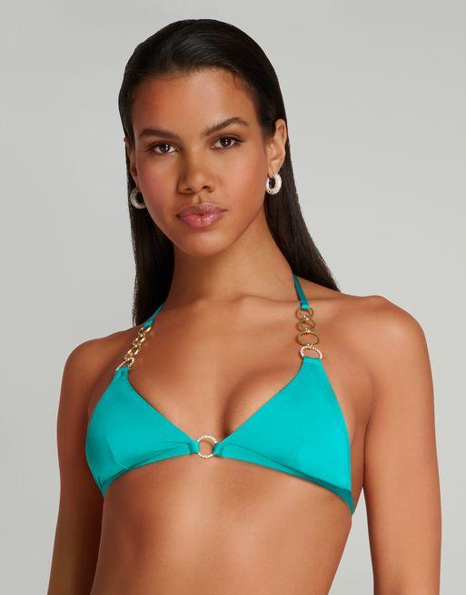 Lustia Bikini Top in Turquoise/Gold | By Agent Provocateur All
