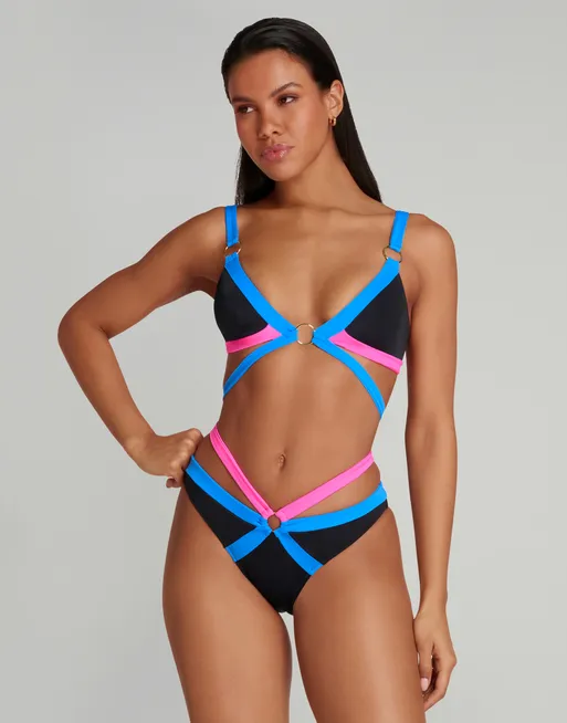 Sensorial Spring Cut-Out Bikini Top & V-Waist Bottoms Set