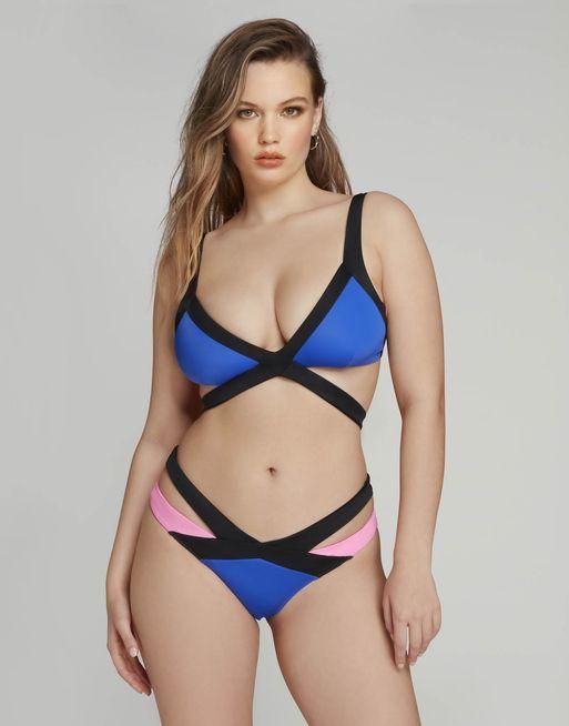 Plus size blue bikini hot sale