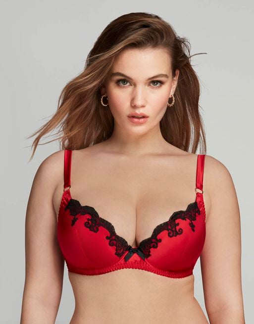 Molly Plunge Underwired Bra in Red