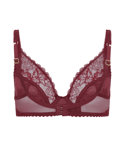 Auden - 34DD Berry Red / Merlot Push-Up Plunge Coverage Lacey Racerback  Bra​​​