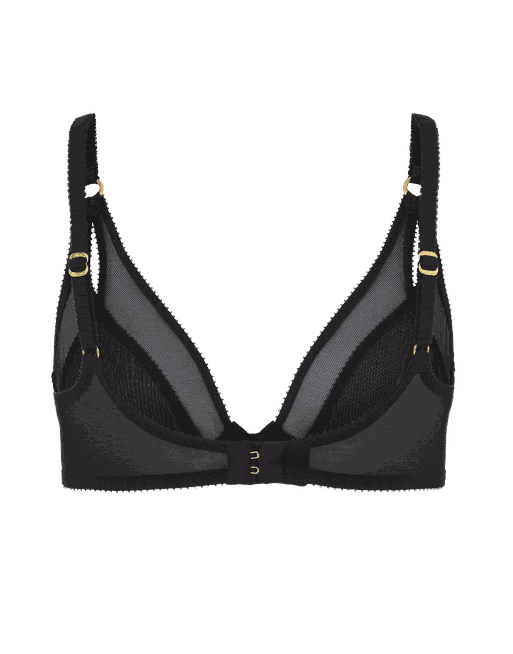 Shimmer High Apex Plunge Underwired Bra in Black