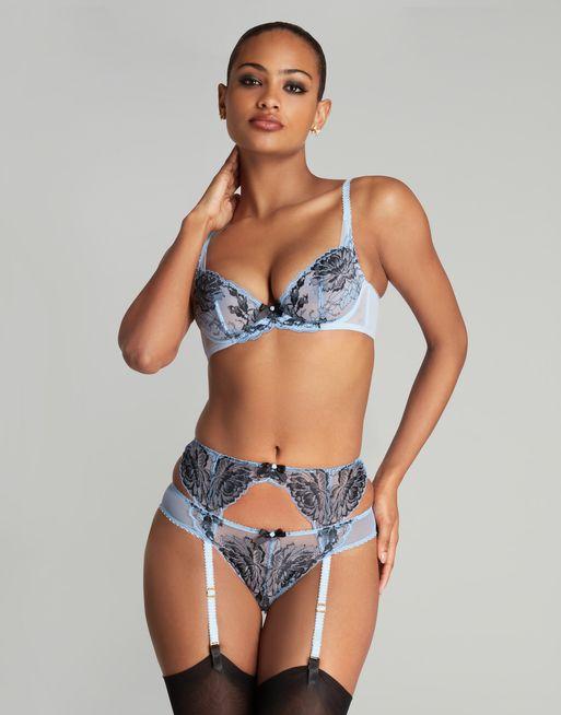 Yara Suspender in Blue/Black |By Agent Provocateur Outlet